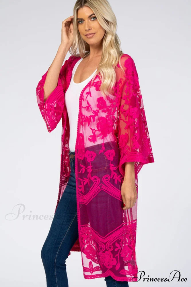 Hollow Out Lace Charming Kimono Cover Up Free Size / 11#