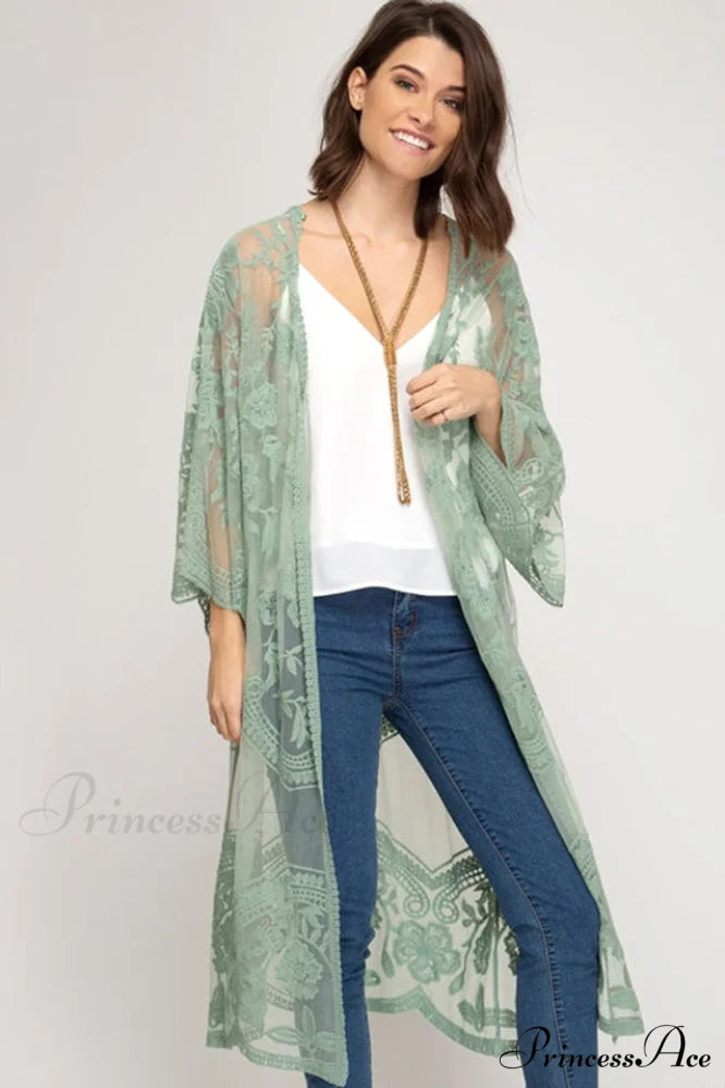 Hollow Out Lace Charming Kimono Cover Up Free Size / 14#