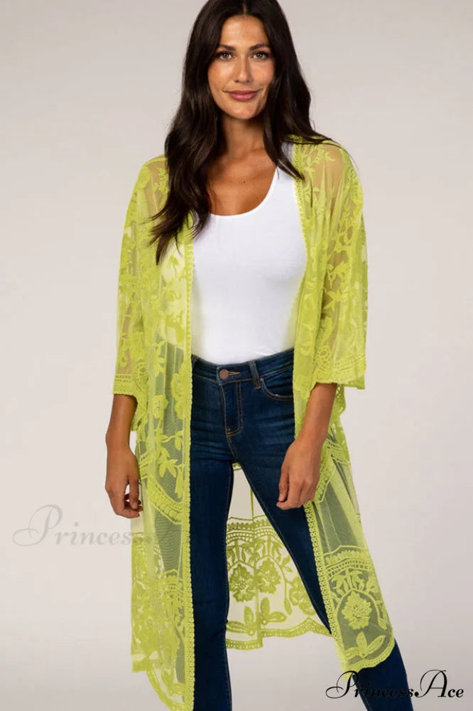 Hollow Out Lace Charming Kimono Cover Up Free Size / 15#