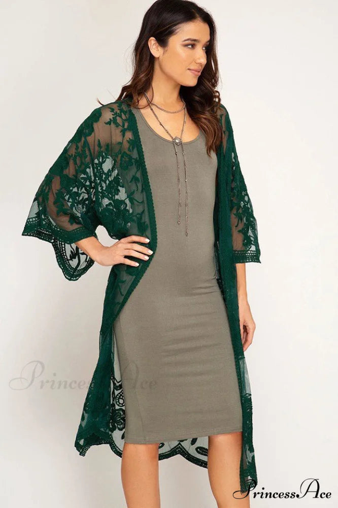 Hollow Out Lace Charming Kimono Cover Up Free Size / 18#