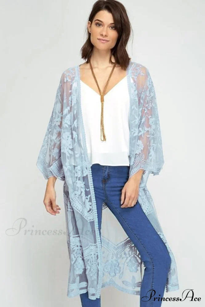 Hollow Out Lace Charming Kimono Cover Up Free Size / 9#
