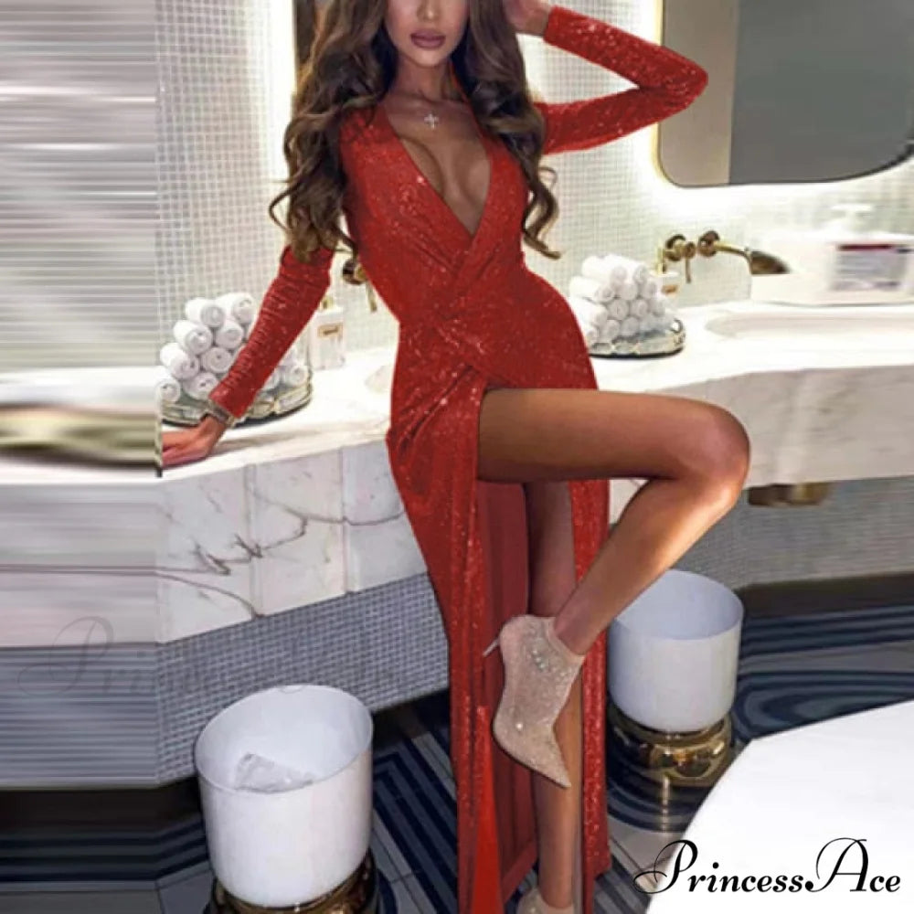 Hollow Out Slim Boho Long Dresses 01 Red / S