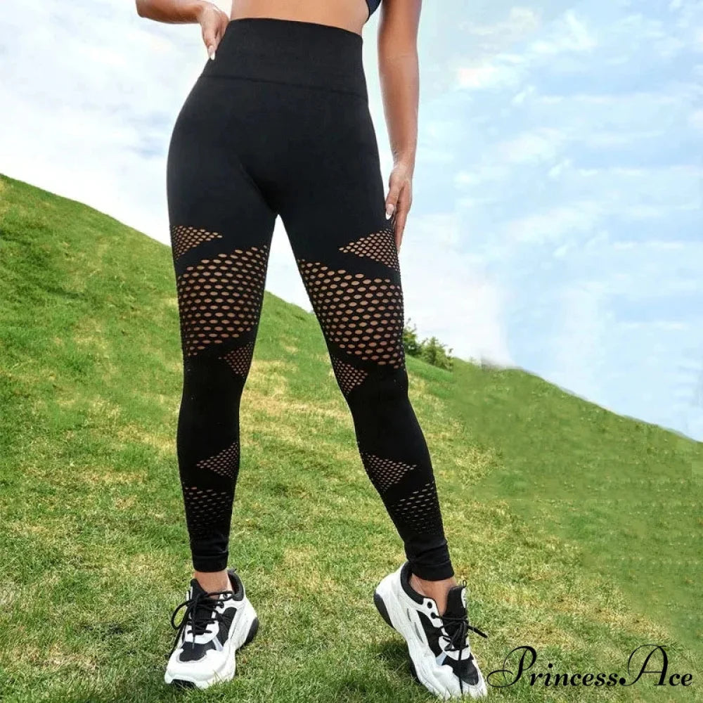 Hollow Stripe Gym Yoga Sports Female Clothing Legging