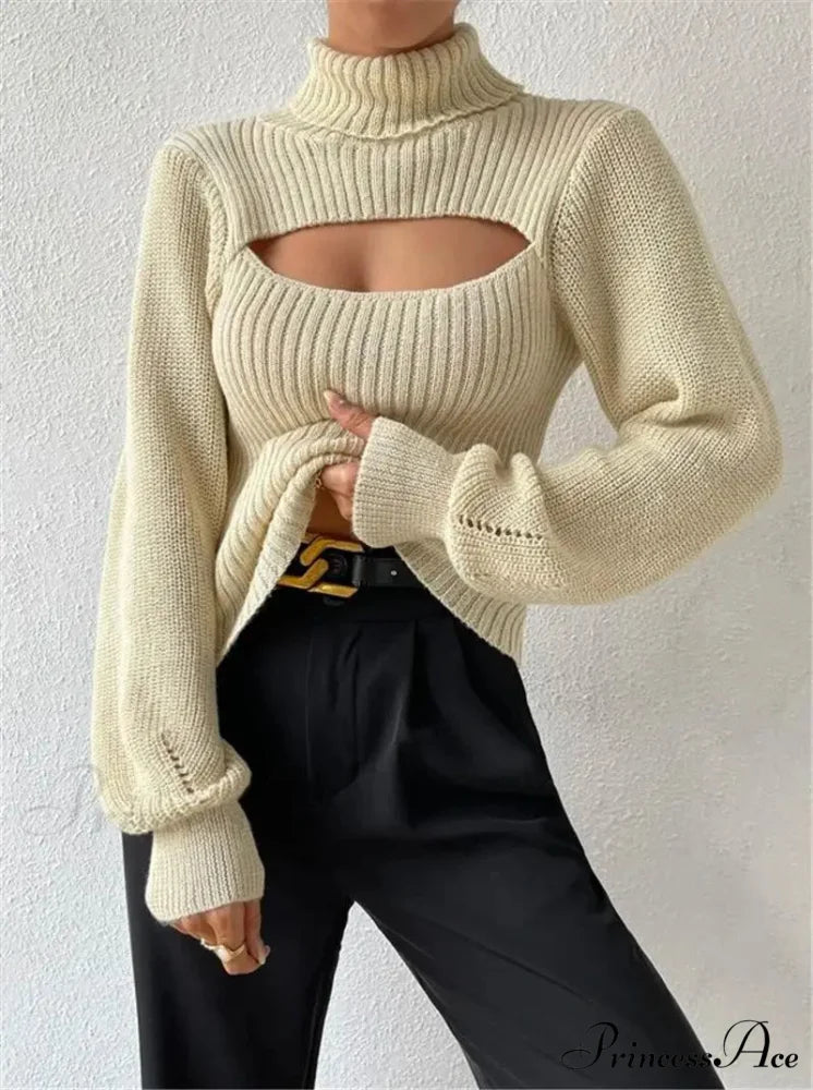 Hollowed-out Turtleneck Seductive Sweater swraters-241228