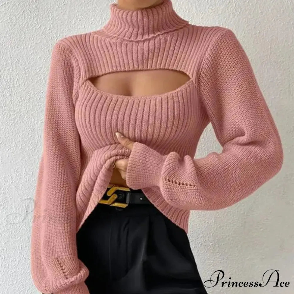 Hollowed-out Turtleneck Seductive Sweater swraters-241228