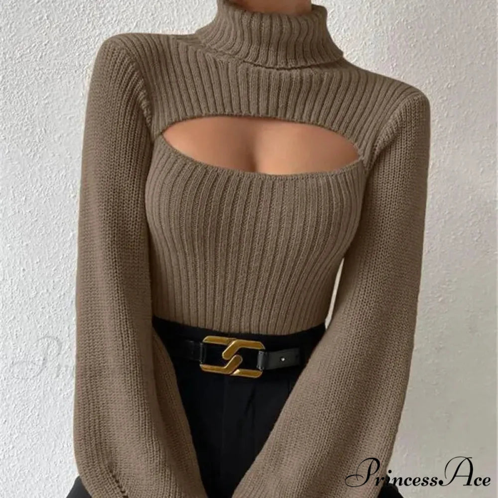 Hollowed-out Turtleneck Seductive Sweater swraters-241228