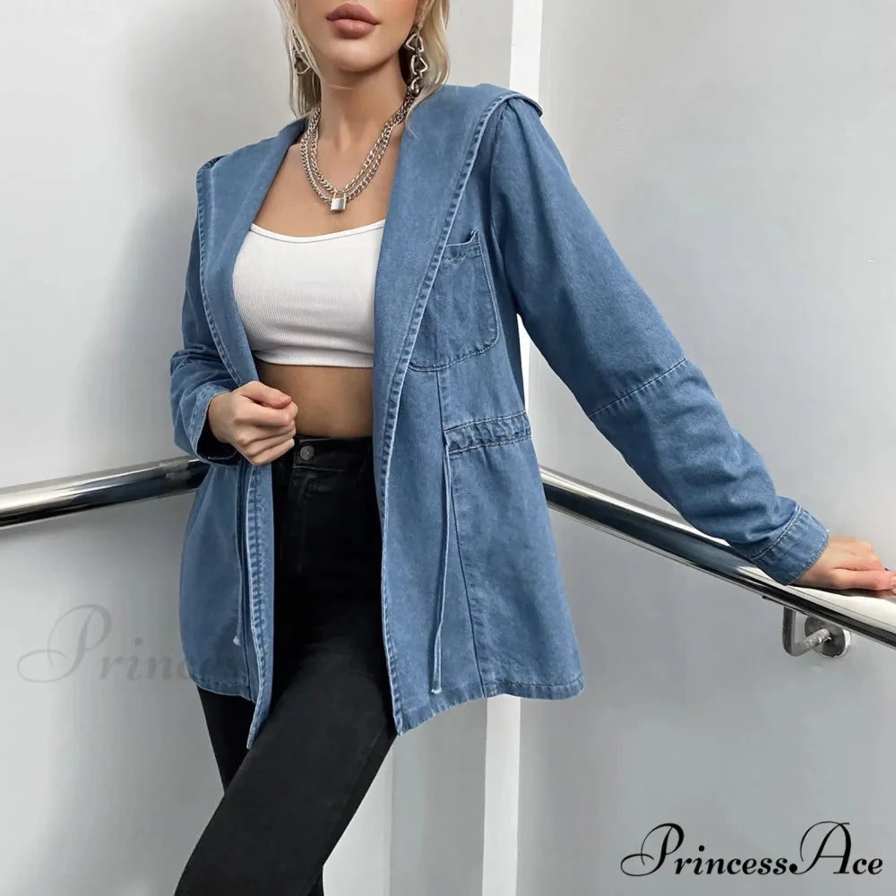 Hooded 2024 Autumn Winter Lapel Loose Open Front Chic Stylish Elegant Fashionable Versatile Short Women’s Jacket
