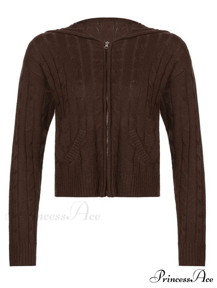 Hooded Button Graceful Front Knit Cardigan