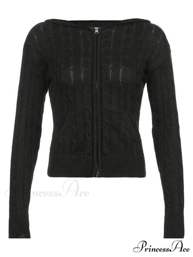 Hooded Button Graceful Front Knit Cardigan