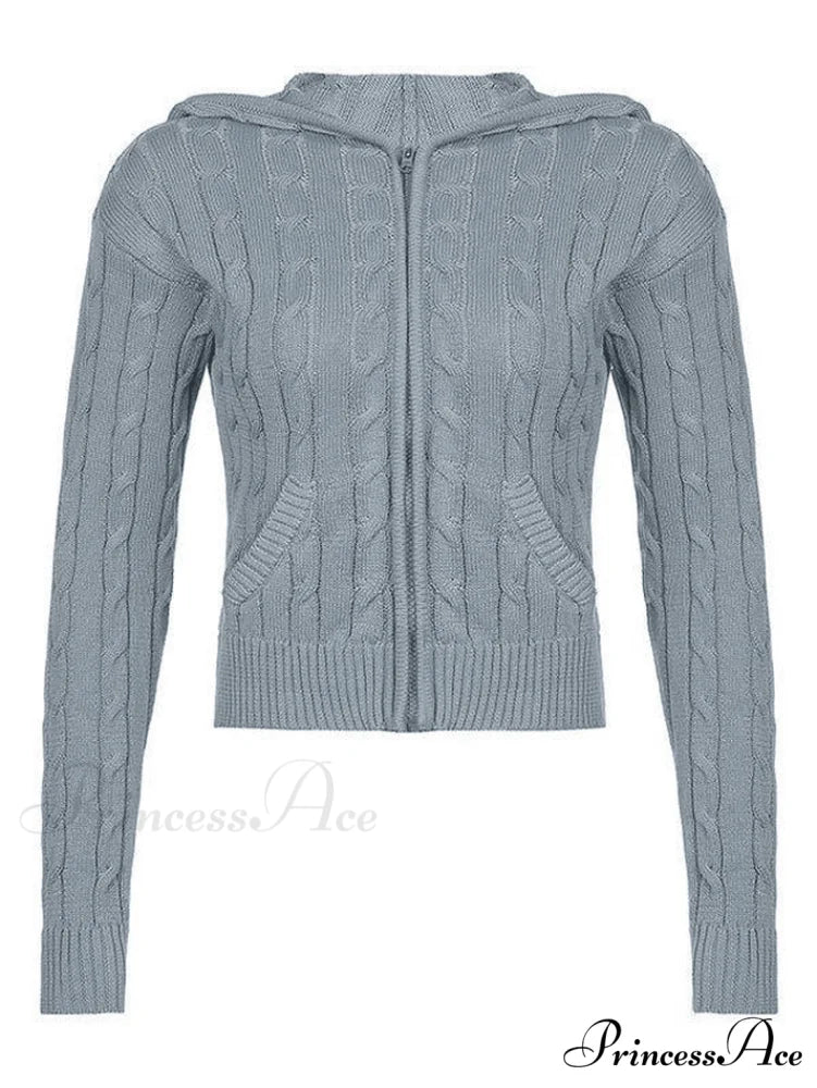 Hooded Button Graceful Front Knit Cardigan