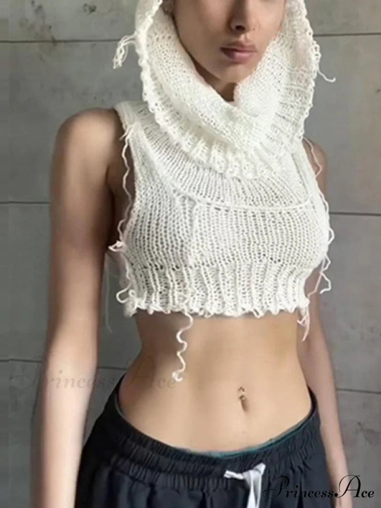 Hooded Cold Graceful Shoulder Mini Dress White / S