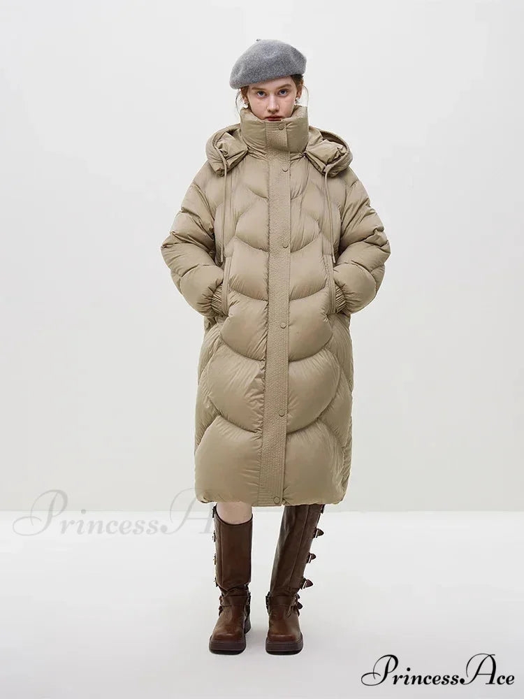 Hooded Long Thick Winter Khaki Temperament Detachable Cozy Stylish Coat Khaki / XXS