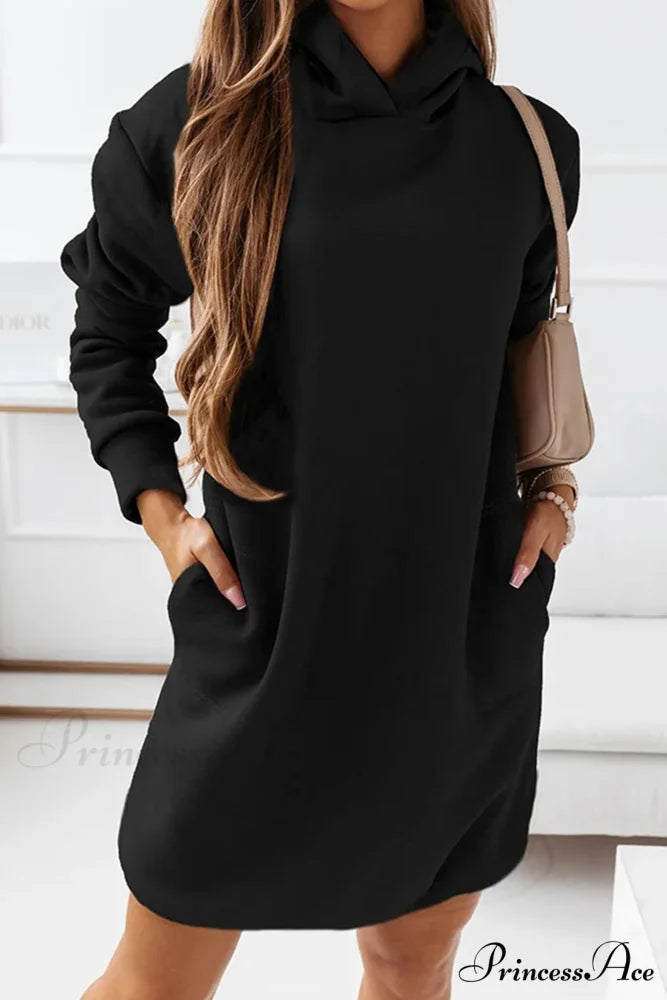 Hooded Mini Dress Black / M