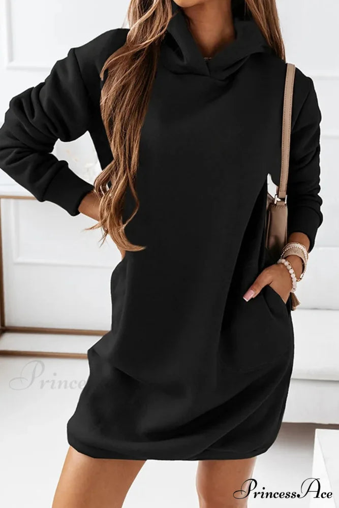 Hooded Mini Dress Black / S