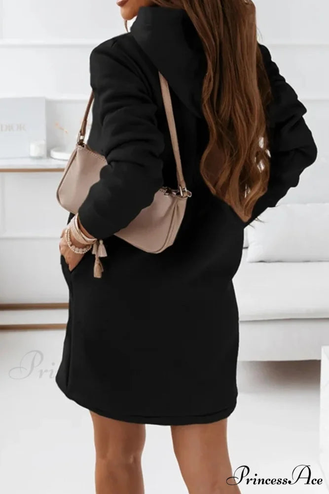 Hooded Mini Dress Black / XL