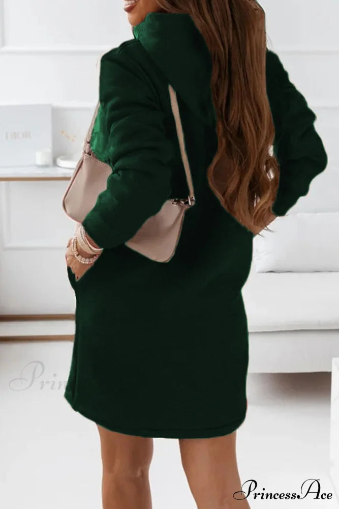 Hooded Mini Dress Green / XL
