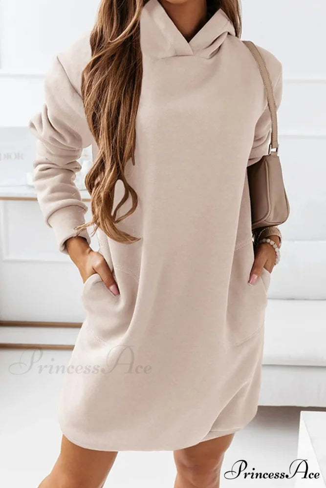 Hooded Mini Dress Khaki / S