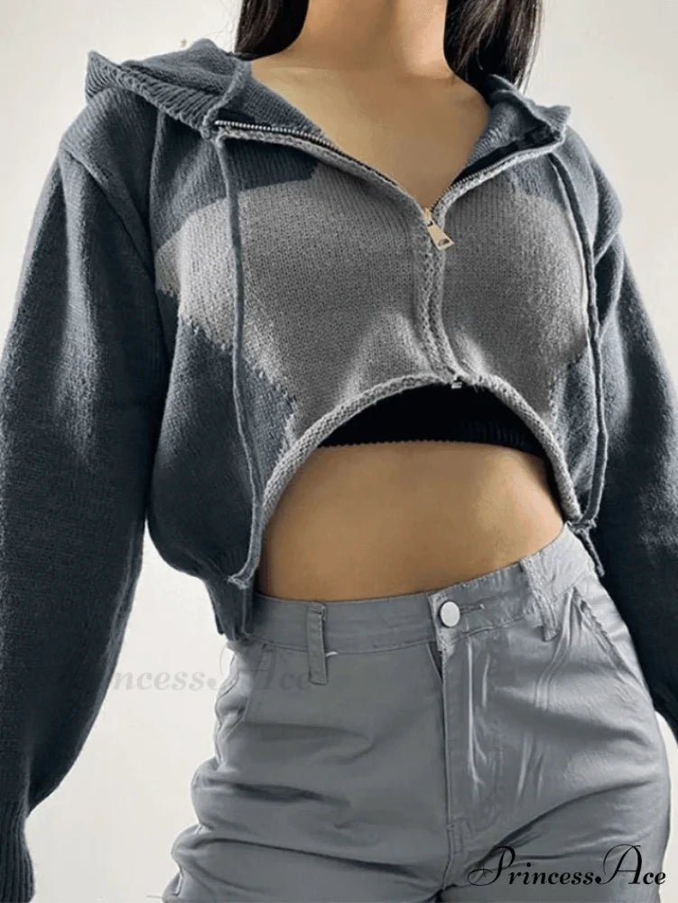 Hooded Solid Color Trendy Casual Sweatshirt Dress Gray / S