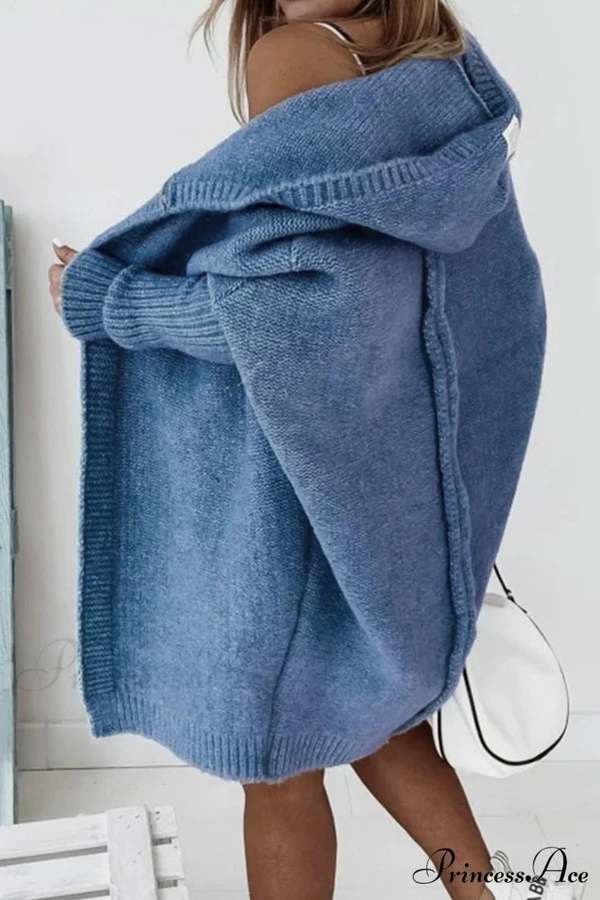 Hoodie Front Open Cardigan Blue / S