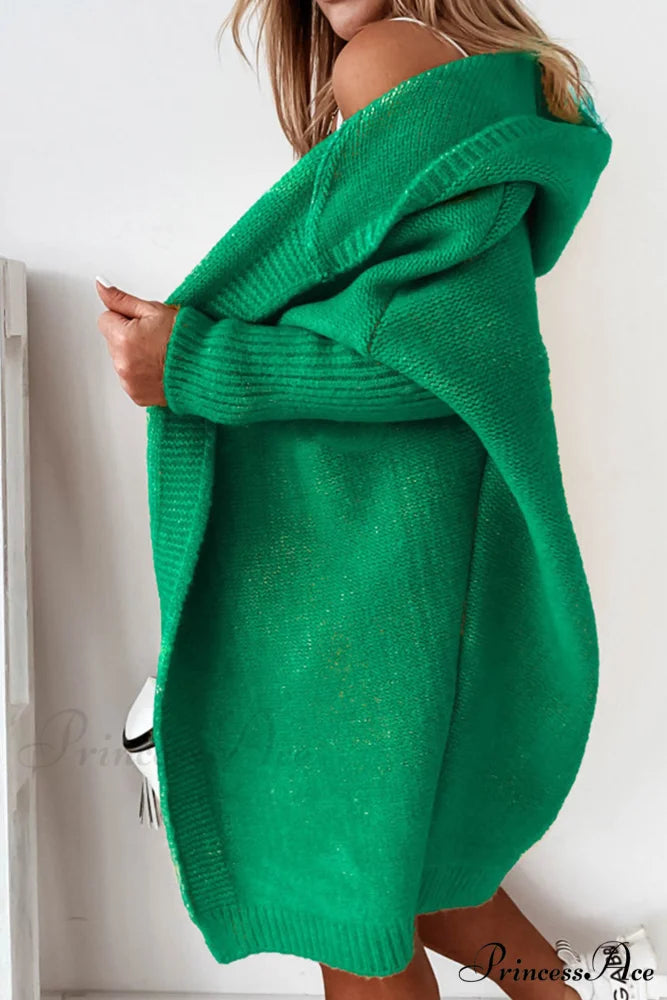 Hoodie Front Open Cardigan Grass Green / L