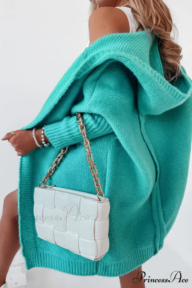 Hoodie Front Open Cardigan Lake Blue / L