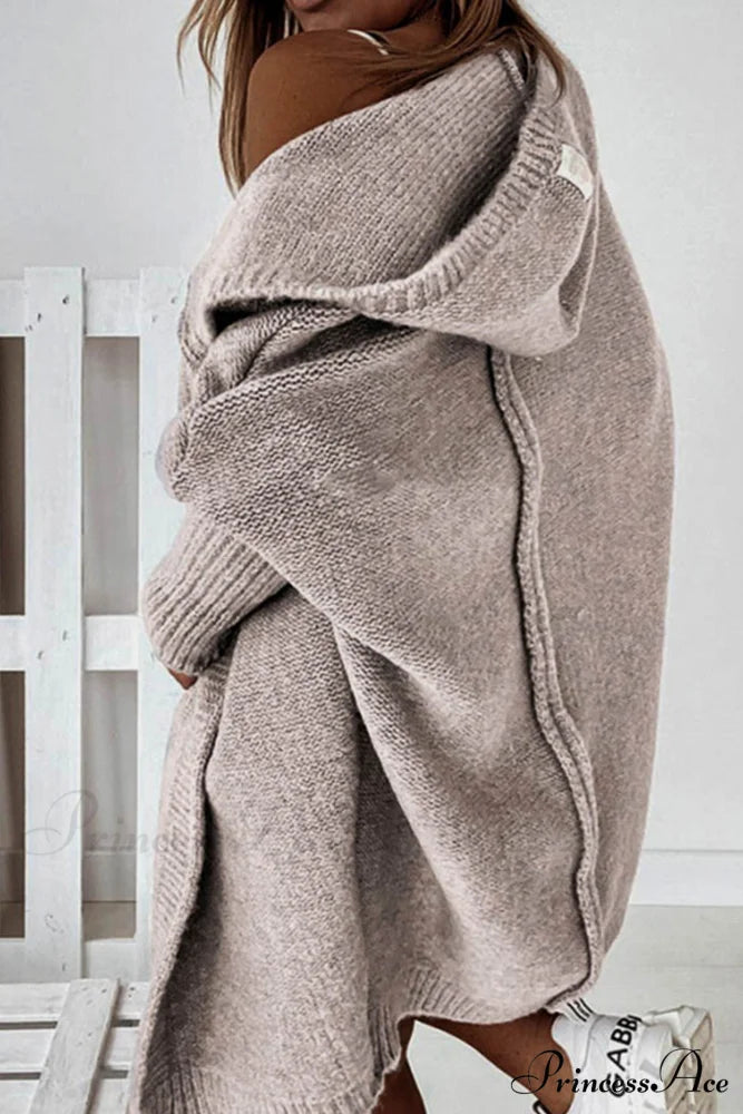 Hoodie Front Open Cardigan Light Khaki / L