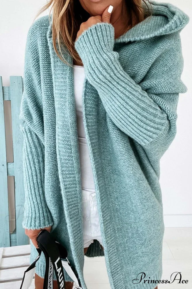 Hoodie Front Open Cardigan Mint Green / S