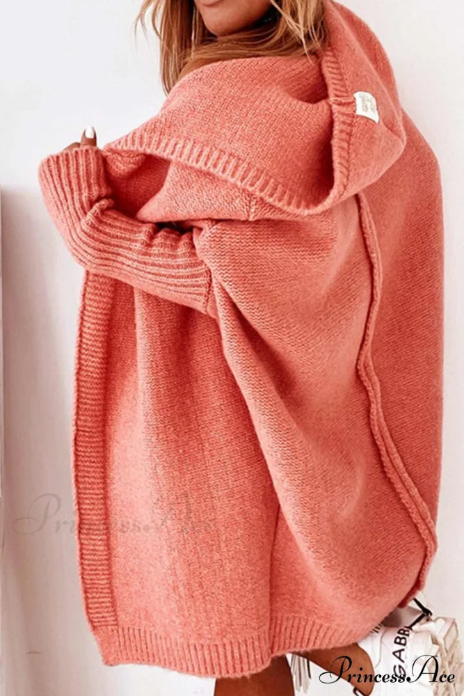 Hoodie Front Open Cardigan Orange / L