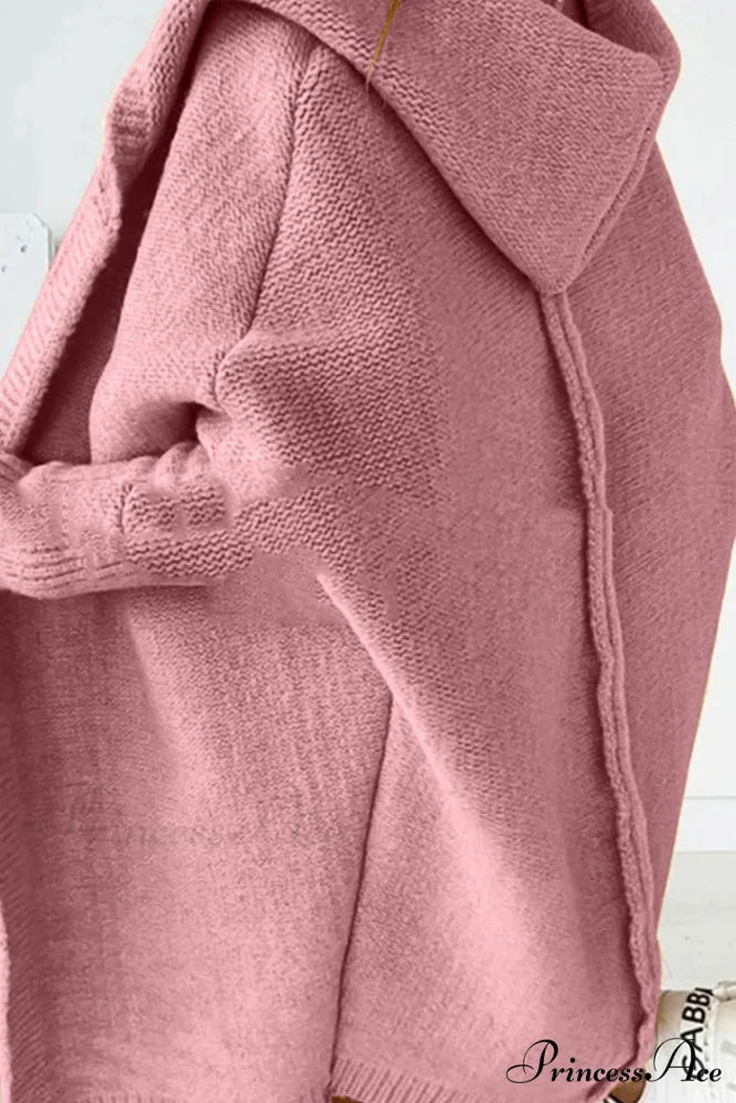 Hoodie Front Open Cardigan Pink / L