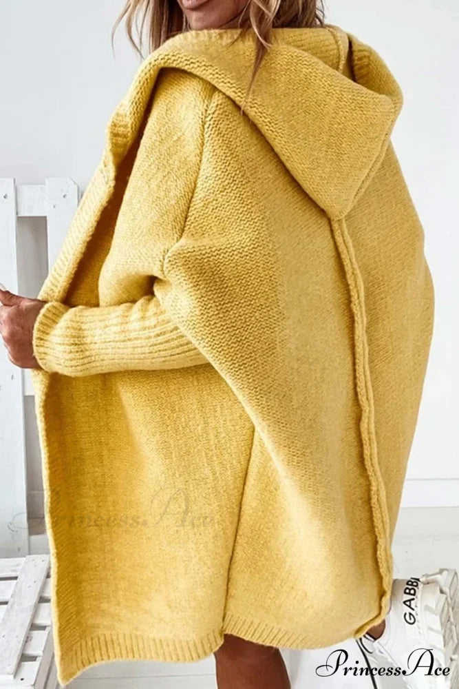 Hoodie Front Open Cardigan Yellow / L