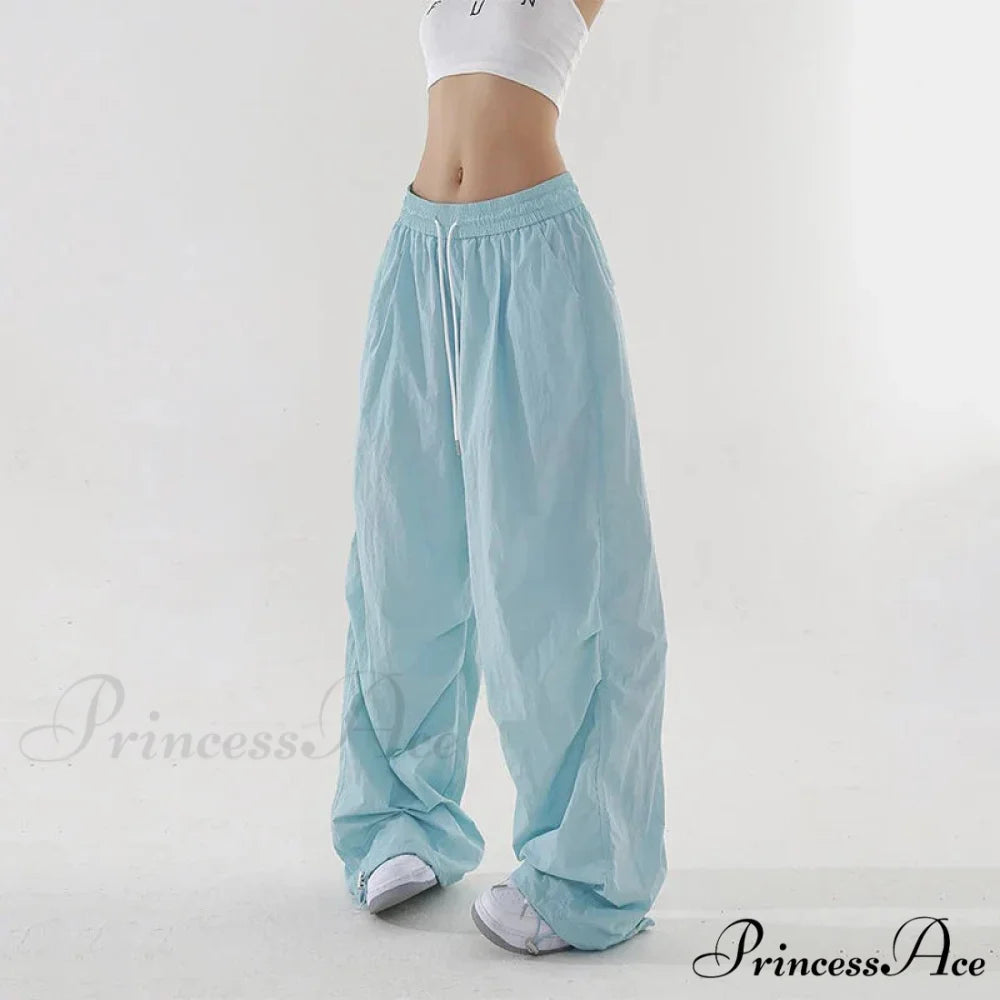 Hot Girl Rapid Drying Tall Waist Pants Blue / S pants-241228