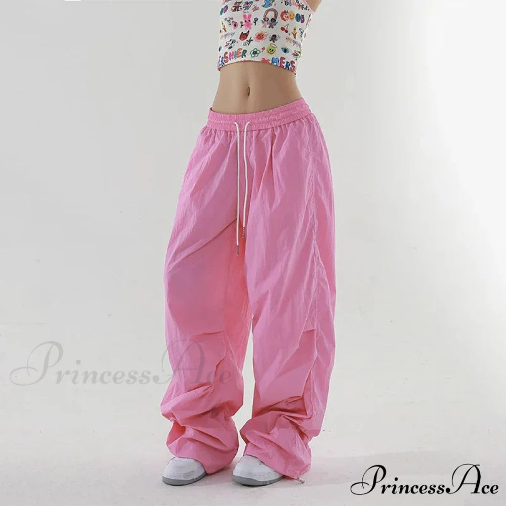 Hot Girl Rapid Drying Tall Waist Pants Pink / S pants-241228