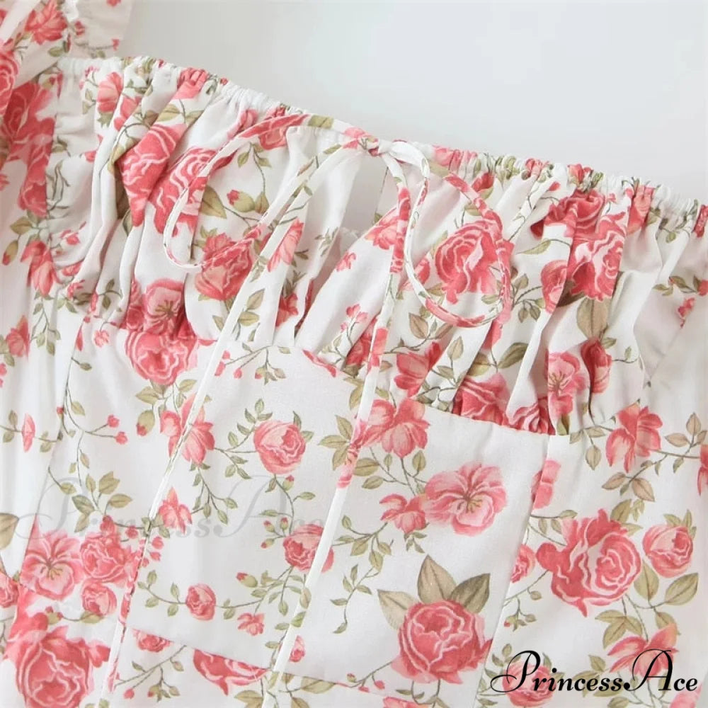 Hot Milkmaid Floral Charming Split Midi Dress
