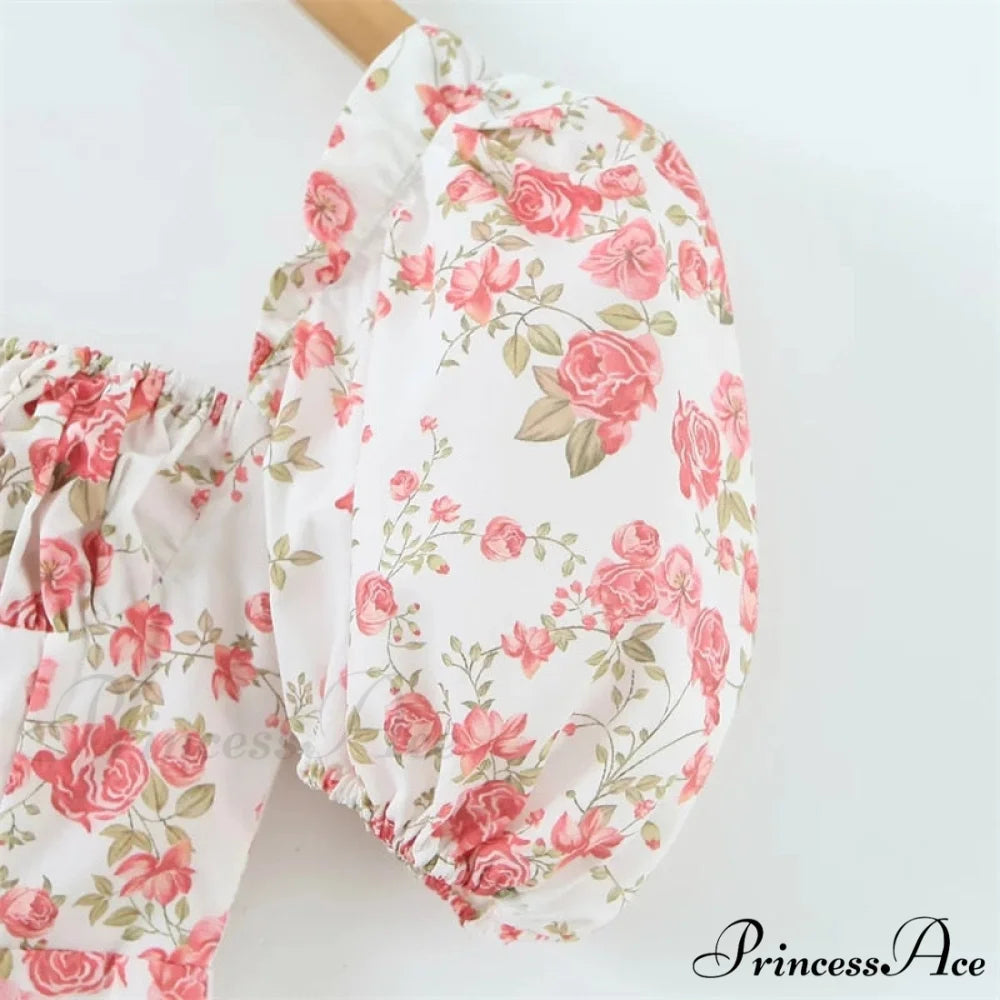 Hot Milkmaid Floral Charming Split Midi Dress