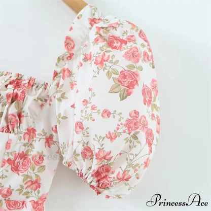 Hot Milkmaid Floral Charming Split Midi Dress
