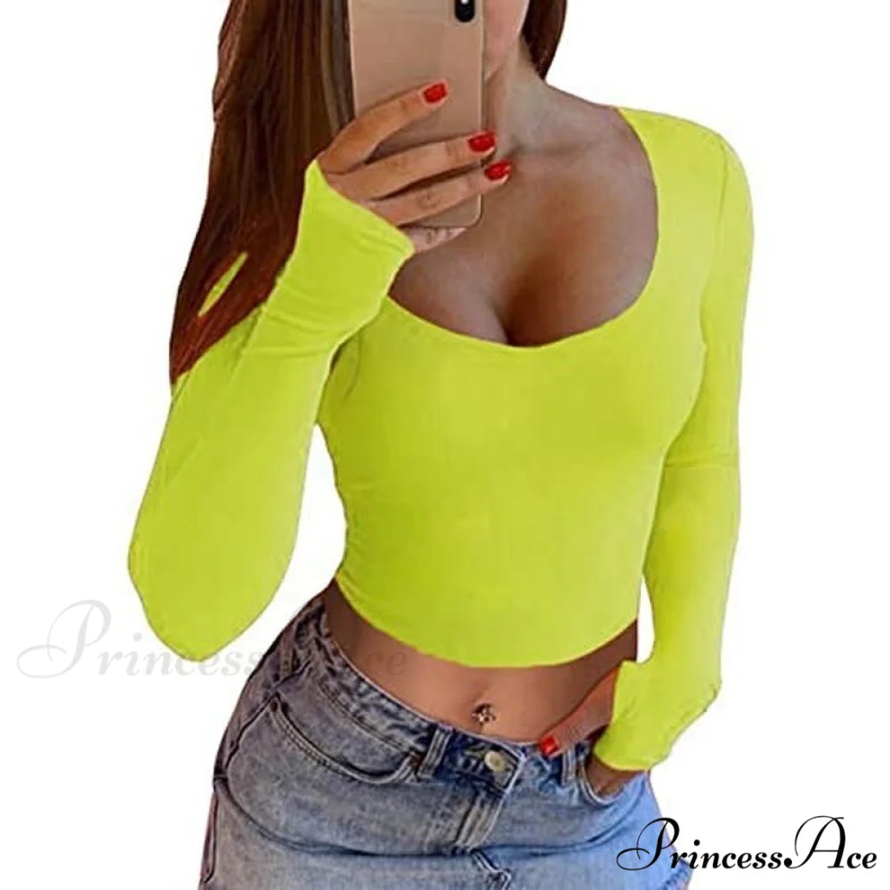 Hot Pink Crop Tops Crop Neon Green / S