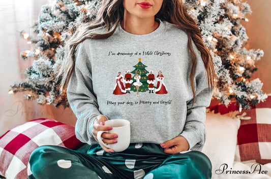 Hot Sale I’m Dreaming White Casual Sport Female Christmas Hoodie GRAY / S Christmas Hoodies-L