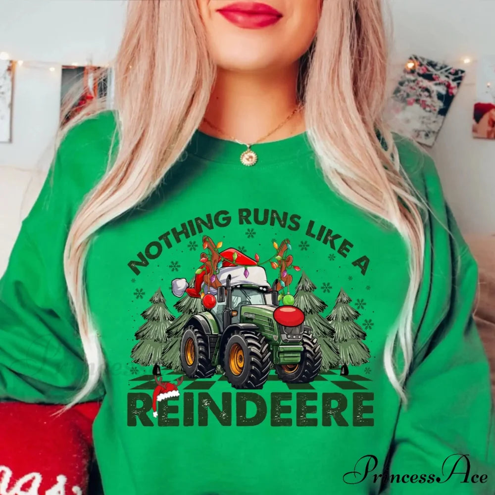 Hot Sale NoThing Runs Like Reindeer Farm Fallow Girl Christmas Hoodie Green / S Christmas Hoodies-L