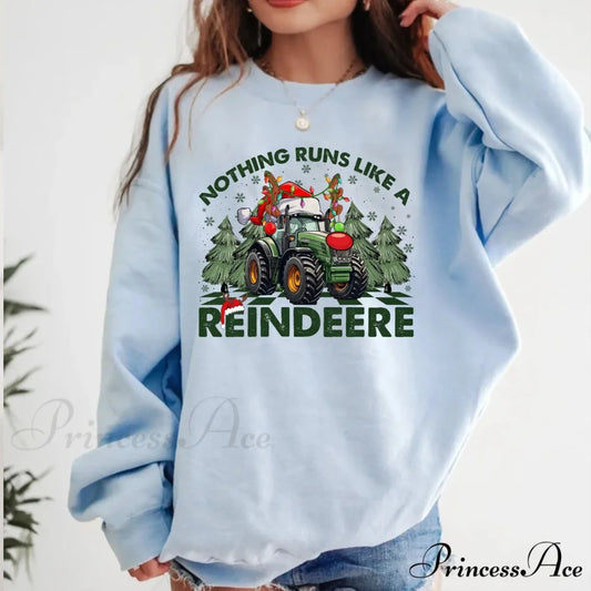 Hot Sale NoThing Runs Like Reindeer Farm Fallow Girl Christmas Hoodie SKY BLUE / S Christmas Hoodies-L