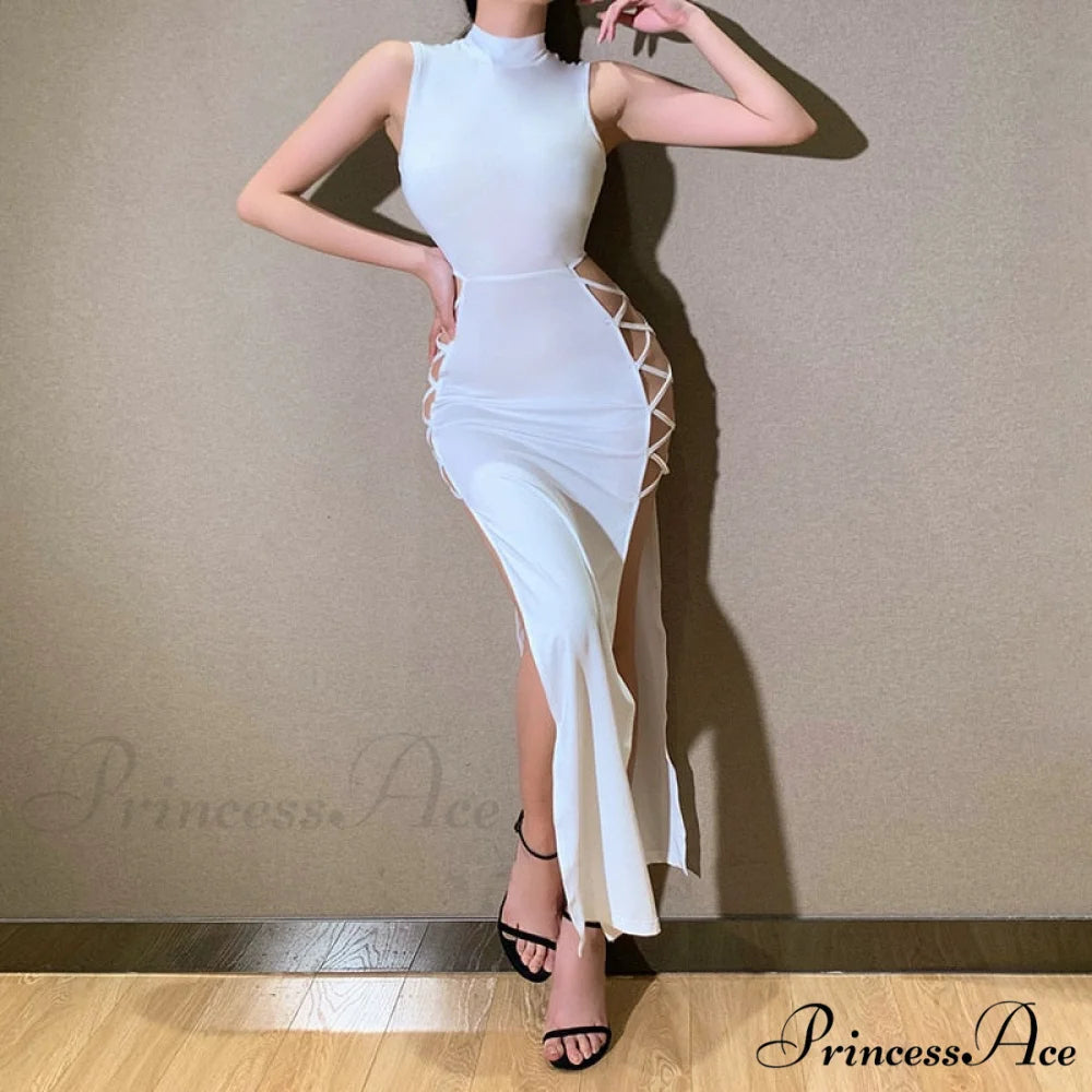 Hot Sexy Sleeveless Midi Split Dresses