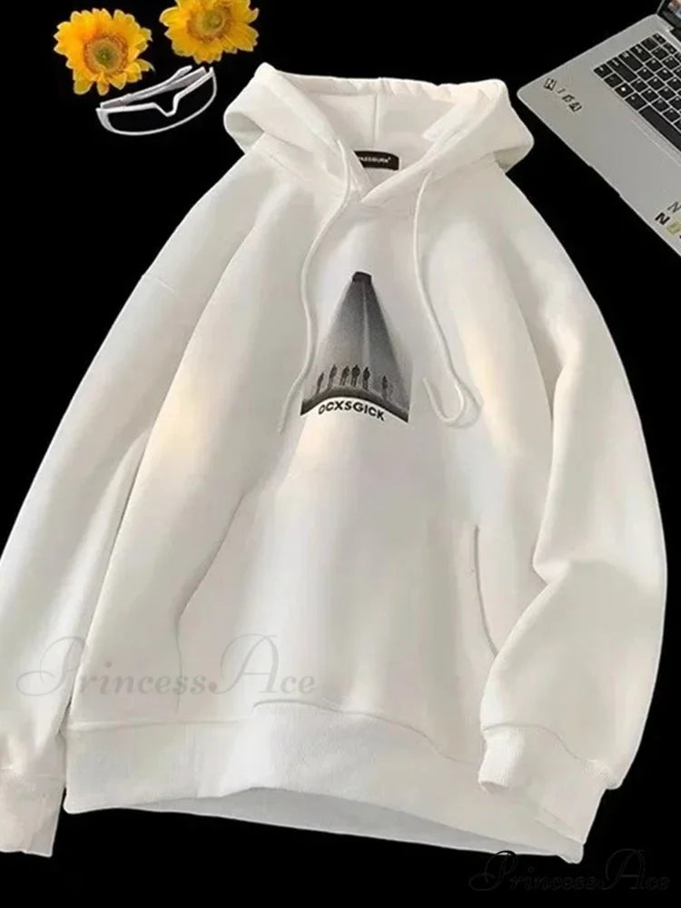 Humorous Graphic Fuzzy Y2K Hoodie WHITE / M(40-45KG) hoodies-241228