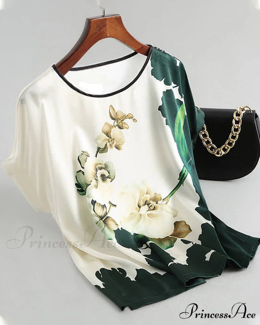 Ice T-Shirt Short-Sleeved with Silk Print Green / M