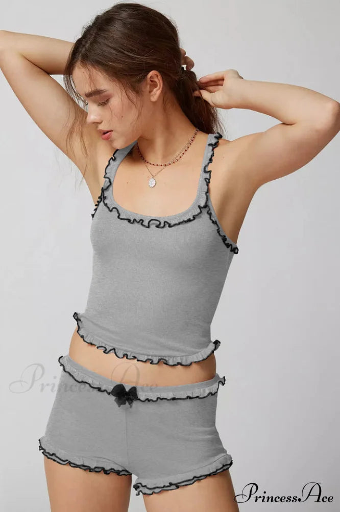Idalia Corset Top Charming + Shorts Set XS / Grey