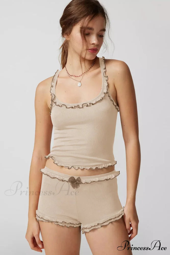 Idalia Corset Top Charming + Shorts Set XS / Khaki