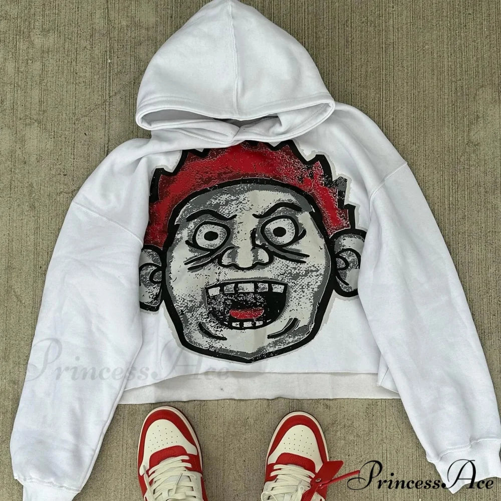 Illustrated Graphic Enormous Hoodie white / S hoodies-241228