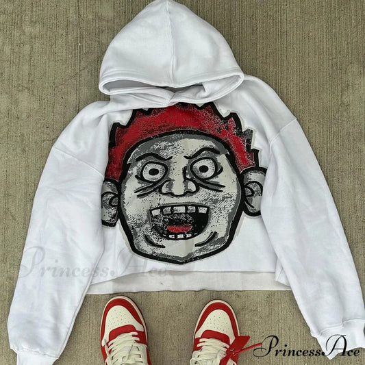 Illustrated Graphic Enormous Hoodie white / S hoodies-241228