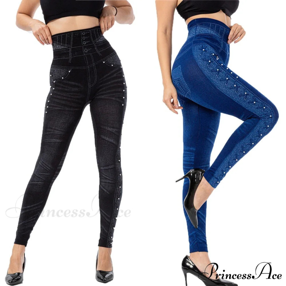 Imitation Cowboy Leggings Female Pantalones Pop