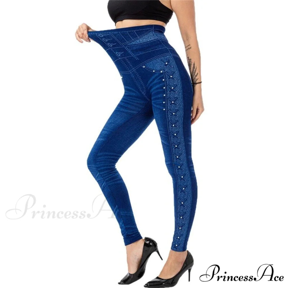 Imitation Cowboy Leggings Female Pantalones Pop