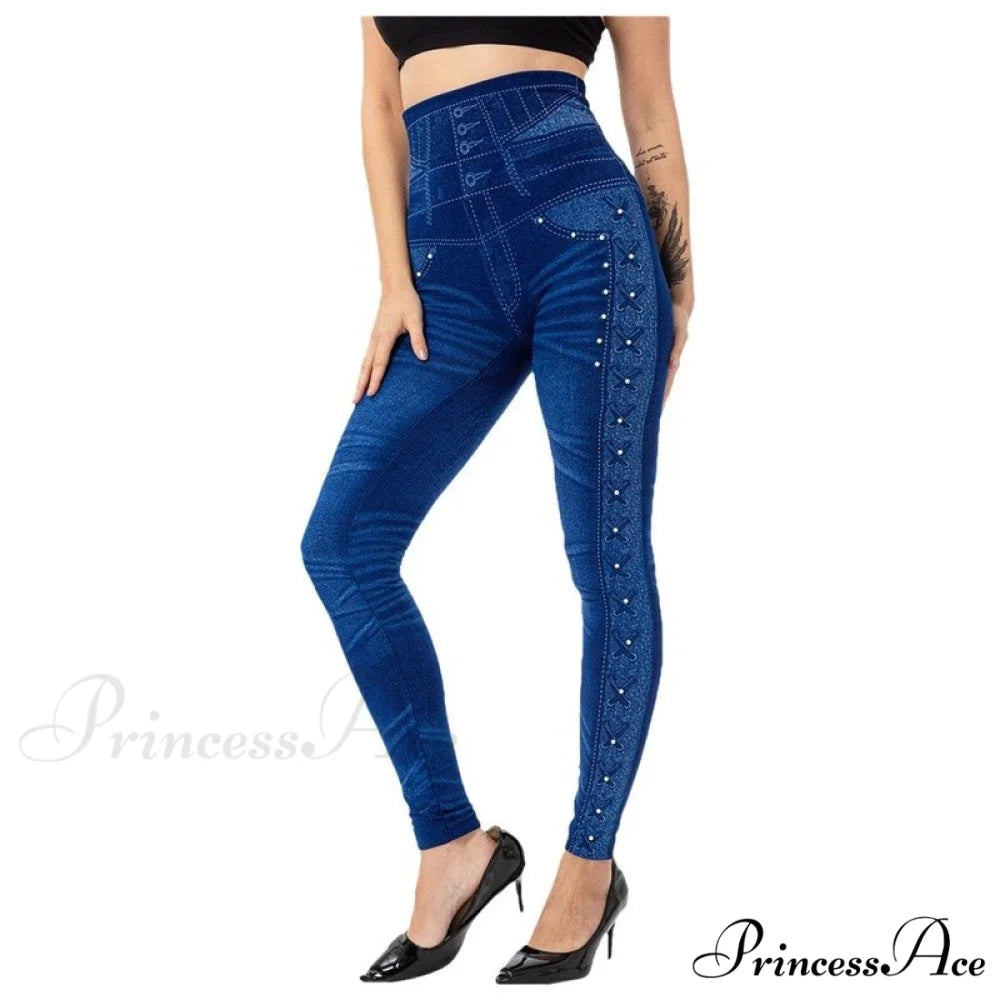 Imitation Cowboy Leggings Female Pantalones Pop