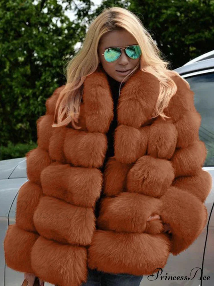 Imitation Fur Patchwork Bunny Fur Overcoat overcoats-241228